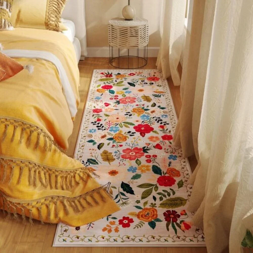 Non Slip 2'x 6' Washable Runner Rugs with Rubber Backing Soft Floral Carpet